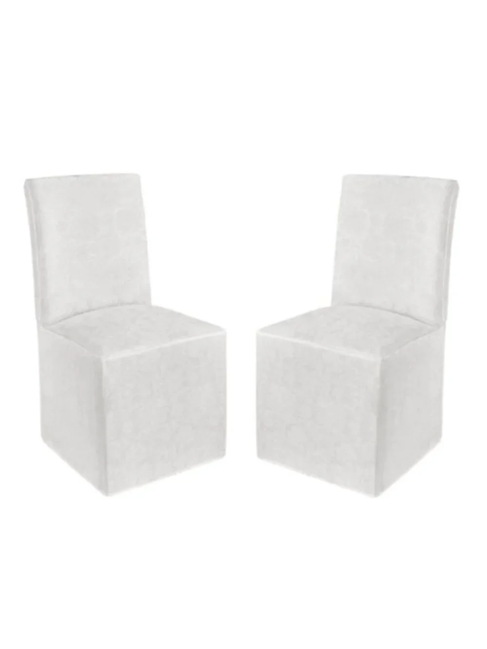 2 brand new WHITE Holiday Medley Damask Chair Covers for Dining Room Chairs